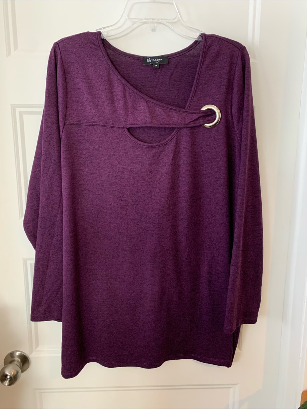 Lilly Morgan , women's Purple Long-Sleeve Grommet Detail knit tunic